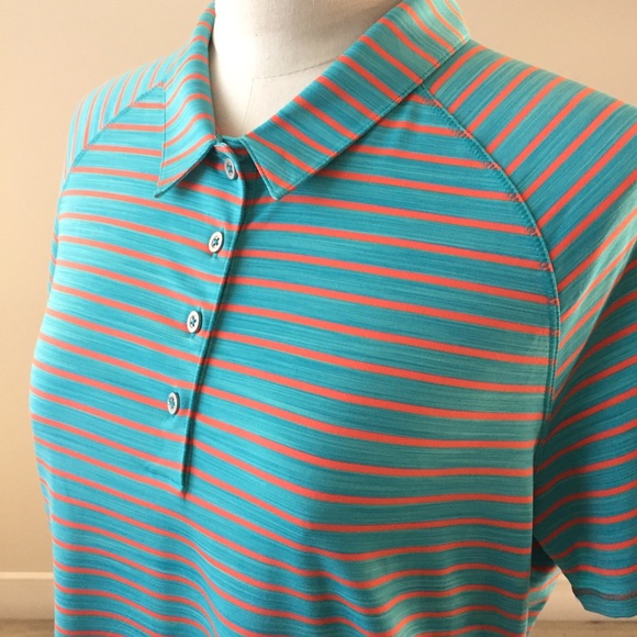 adidas Women's Golf Polo Shirt, Turquoise & Coral - Picture 1 of 8
